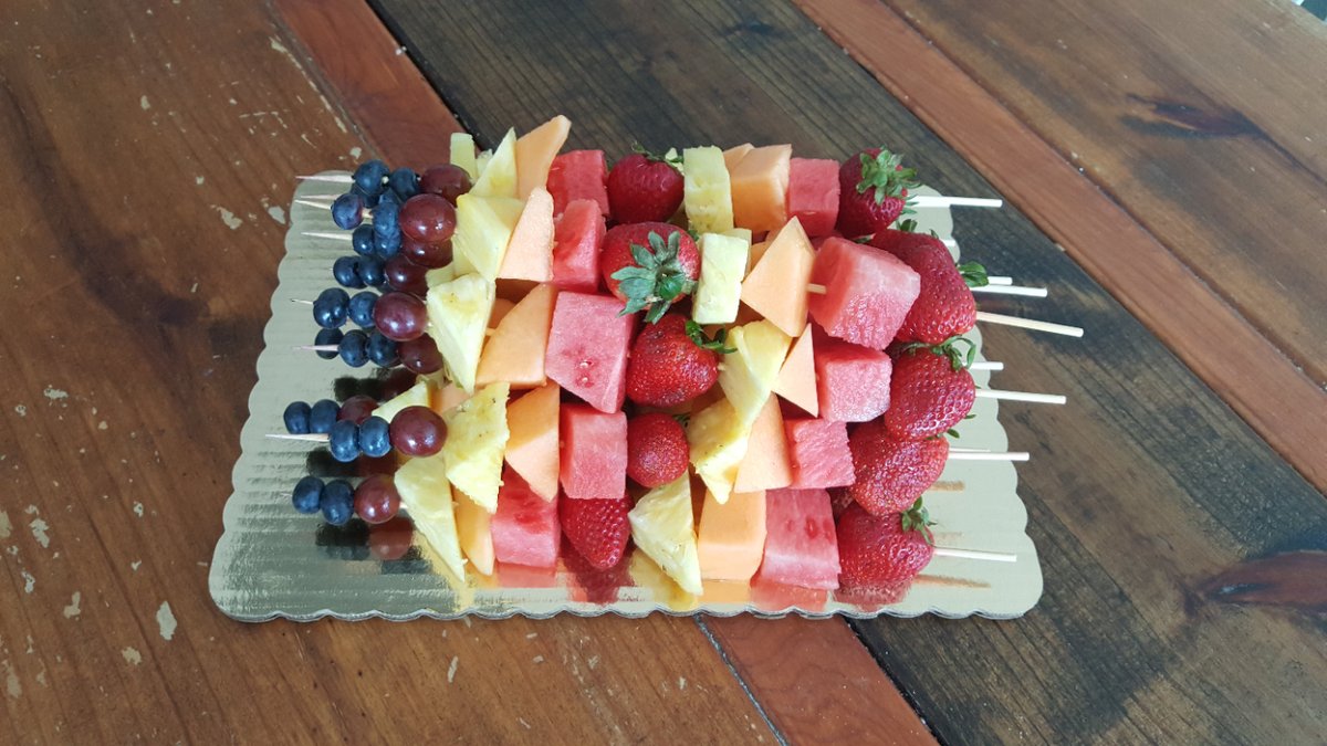johnsons_bakery's tweet photo. Our fruit kebabs are the perfect snack for pool parties! Don't mess with chopping fruit yourself, just call us and order! We can get these and other goodies on order with a week notice. #johnsonsbakery #bastropbakery #mainstreetbastrop #downtownbastroptx https://t.co/dehTXEVkyq