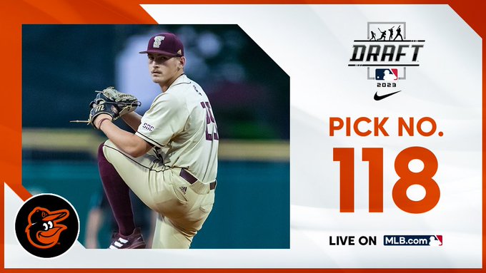 jimcallisMLB's tweet photo. 4th-rder Levi Wells signs w/@Orioles for $500k (pick 118 value = $563,600). @TxStateBaseball RHP, low-90s fastball to 95, spins ball well, 78-82 mph curveball &amp; 84-89 mph slider/cutter. @MLBDraft https://t.co/D07tmrB7FC
