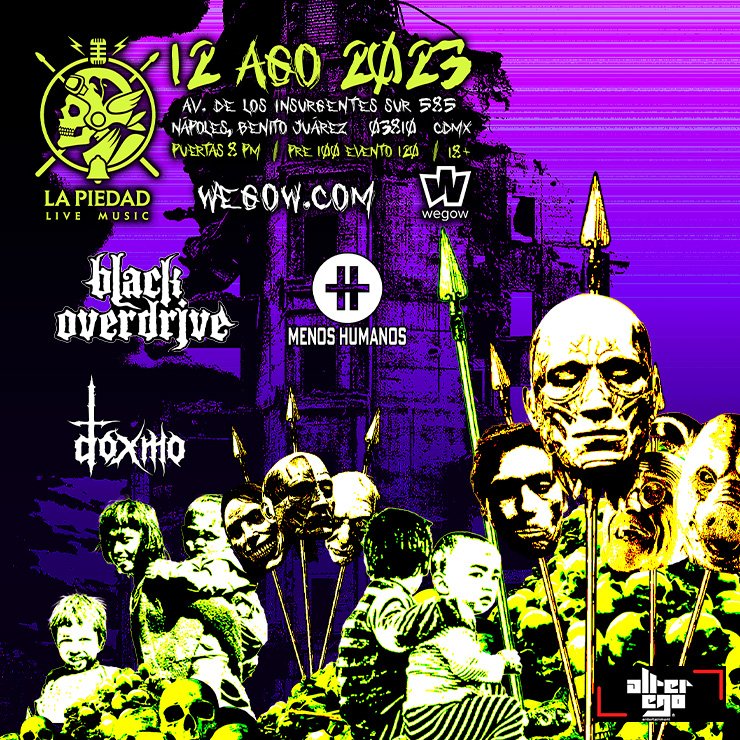 AlterEgoShows's tweet photo. El próximo 12 de agosto hay "Stoner Doom Night" con Black Overdrive, Menos Humanos y Doxmo en #LaPiedadLiveMusic 🤘🏽

Pre venta de boletos en @wegowmx en el siguiente link: 
https://t.co/Ht0AkdgMKD

🔥🔥🔥🔥🔥🔥🔥🔥🔥🔥🔥 https://t.co/TPLapIwmdK