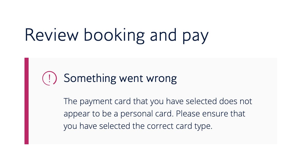 dee221b's tweet photo. @British_Airways Is your payment engine down for corporate cards? I am trying to pay and receive an error message although I have used the correct card type selection when making payment. This is on the browser and mobile app. https://t.co/BRZFWdnoum