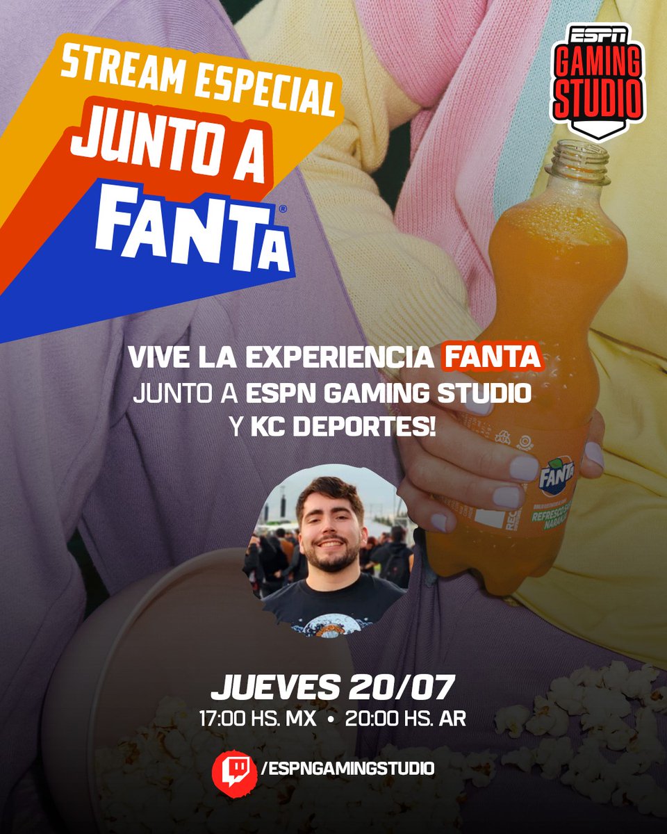 ESPNmx's tweet photo. 🔥 ATENTOS que este JUEVES a las 17:00 MX tenemos una cita con @fantamx y KC Deportes en https://t.co/WDNXPaZzdn
#Fantamelier #SnacksConFanta https://t.co/SDy4xtWkGA