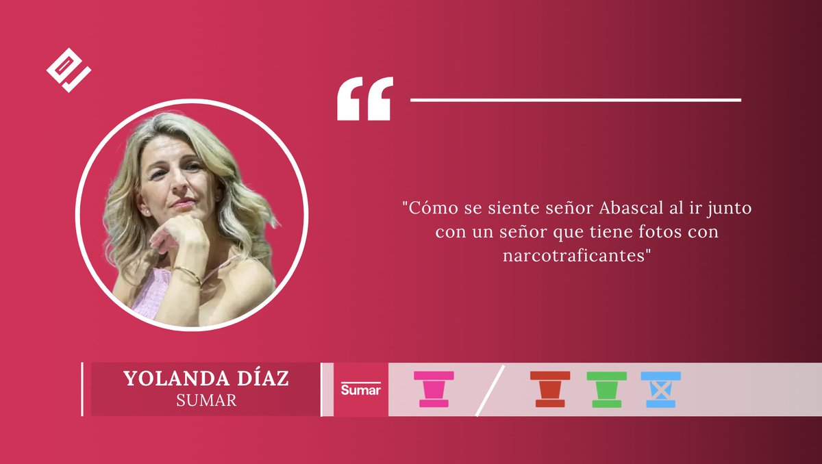 Yolanda Díaz ➕en el #DebateFinalRTVE:

"Cómo se siente señor Abascal a ir junto con un señor que tiene fotos con narcotraficantes"

↘️
electomania.es/sigue-y-coment…