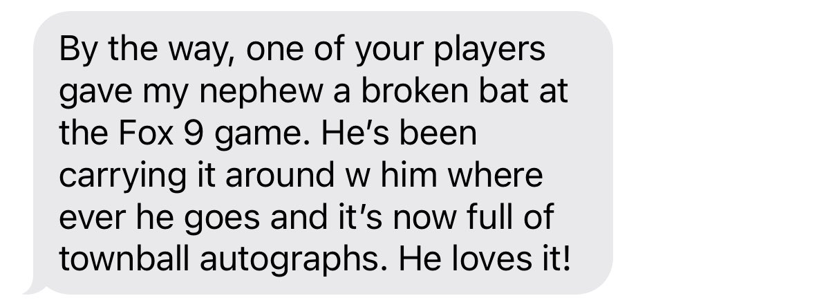 This is why we continue to play the game. Small things like this mean more than any score on the scoreboard. We lost a hard fought game that night but a bat in this little fans hands is a memory that will last a lifetime. #MakeSomeonesDay