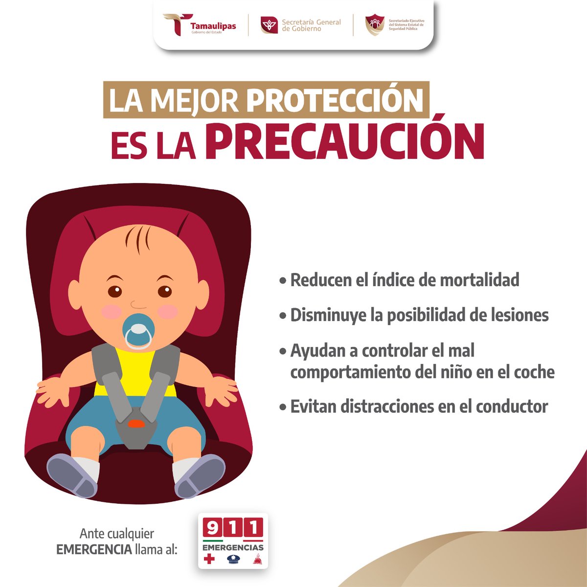Si viajas con menores en vehículo, toma en cuenta las siguientes recomendaciones.🚘

#ConfíaEnEl911