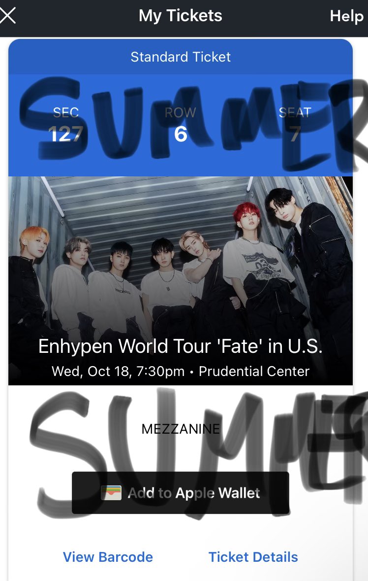 hiii my cousin selling enhypen day 1 concert tickets for the newark show on oct 18th if anyone is interested. they are $198.50 (price negotiable). Section 127. Row 6. Seat 7. Pls dm me or her on her instagram @/summerieeeeee #wts #enhypen #FATE_IN_US #enhypenwts