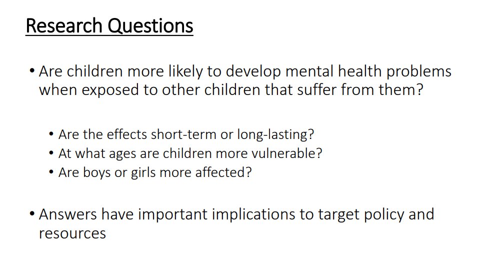 AlejandroCid_uy's tweet image. &quot;¿Cuánto afectan la salud mental tener estos compañeros de clase?&quot; @AnaInesBalsa acaba de exponer investigación en Sudáfrica #IHEA2023Congress @healtheconomics 👏
👉10% de los niños sufren mental disorder.
Coautores: @papiteide @anna_folke @freja_thim ...
healtheconomics.confex.com/healtheconomic…