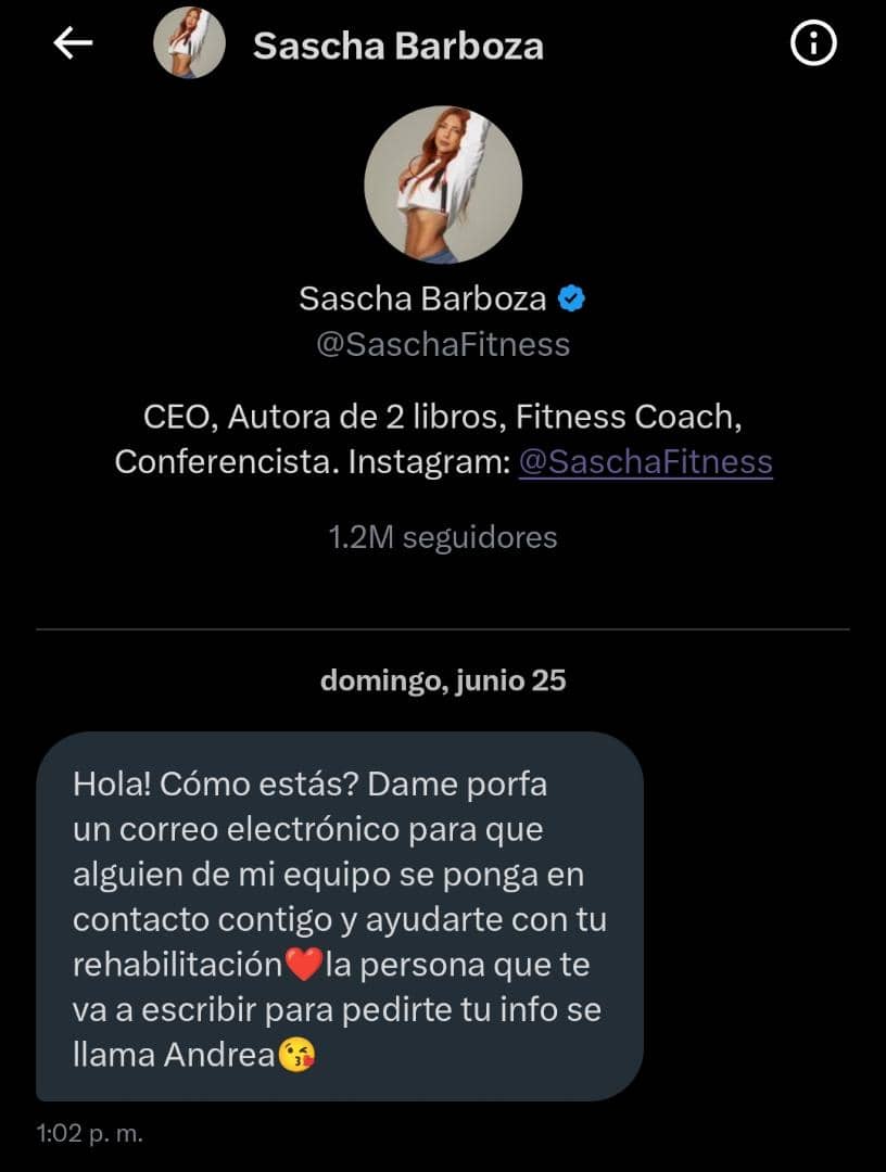 MileArcia's tweet photo. Dios nunca nos abandona y hoy soy testigo de eso❤️❤️
Nos envía a personas especiales para darnos una mano, gracias @SaschaFitness ❤️❤️ https://t.co/IwdDDxb4jk