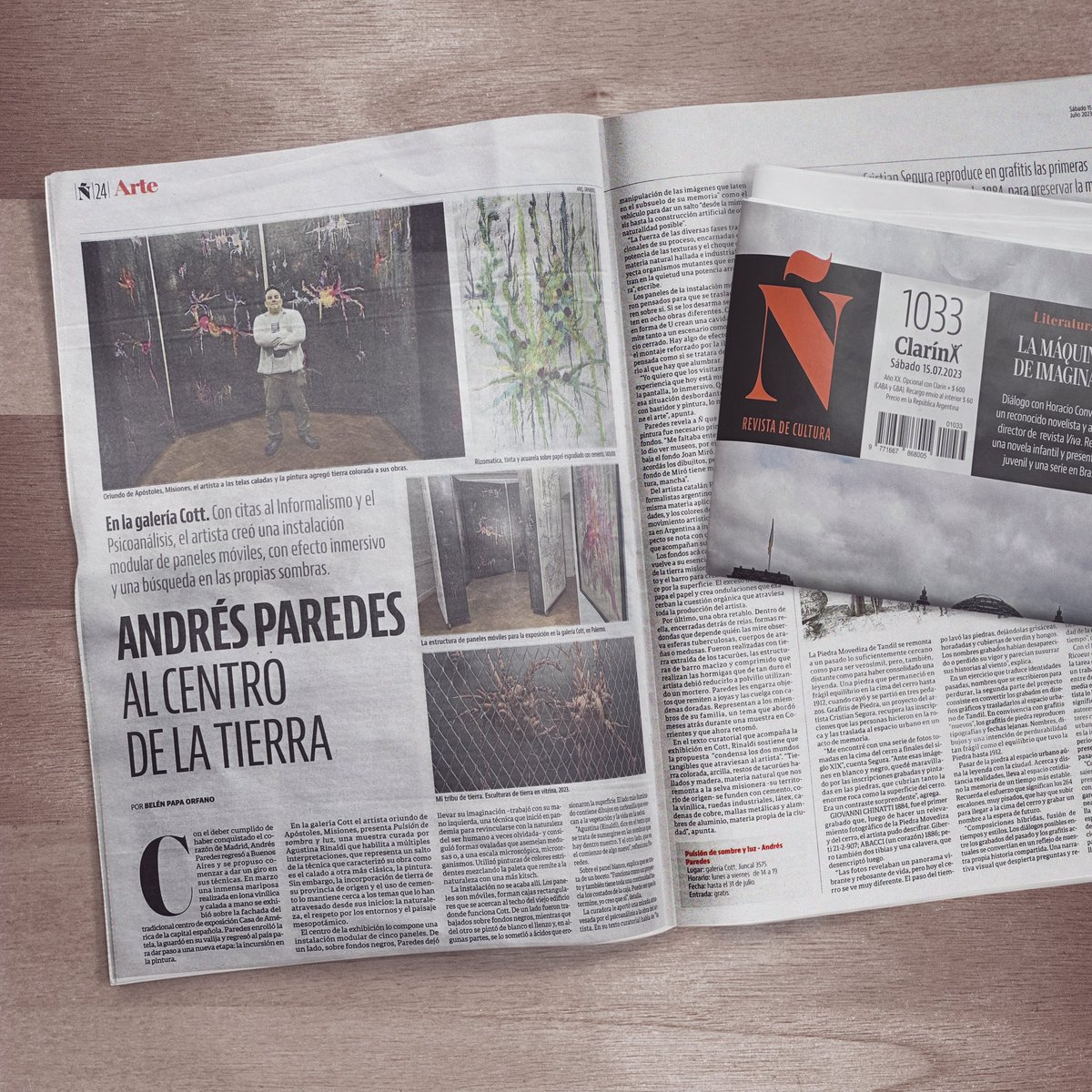 Hermosa nota de Belem papá Orfano en la <a href="/revistaenie/">Revista Ñ</a> para la muestra pulsión de sombra y luz en la galería Cott