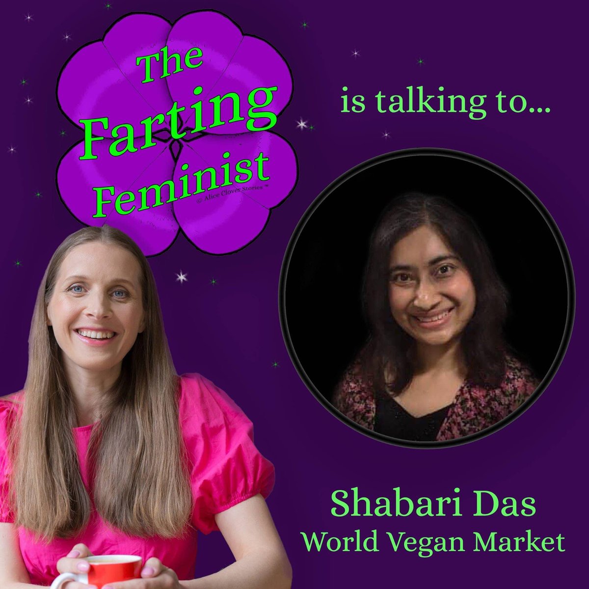 WorldVegMarket's tweet photo. For International Women's Day last year, I was super excited to be interviewed by Alice Clover, The Farting Feminist. The interview is now live on her podcast. Enjoy! 😃

https://t.co/Q4eTUIbDRX https://t.co/7d10CSwEvc