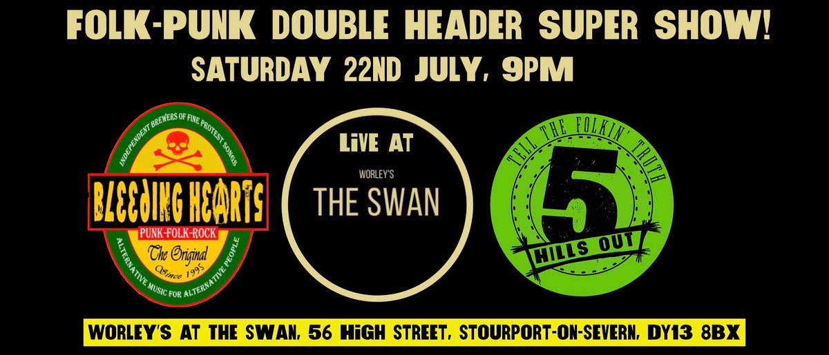 This Saturday we play our first West Midlands show with the mighty Bleeding Hearts! <a href="/worleysswan/">Worleys at The Swan</a>