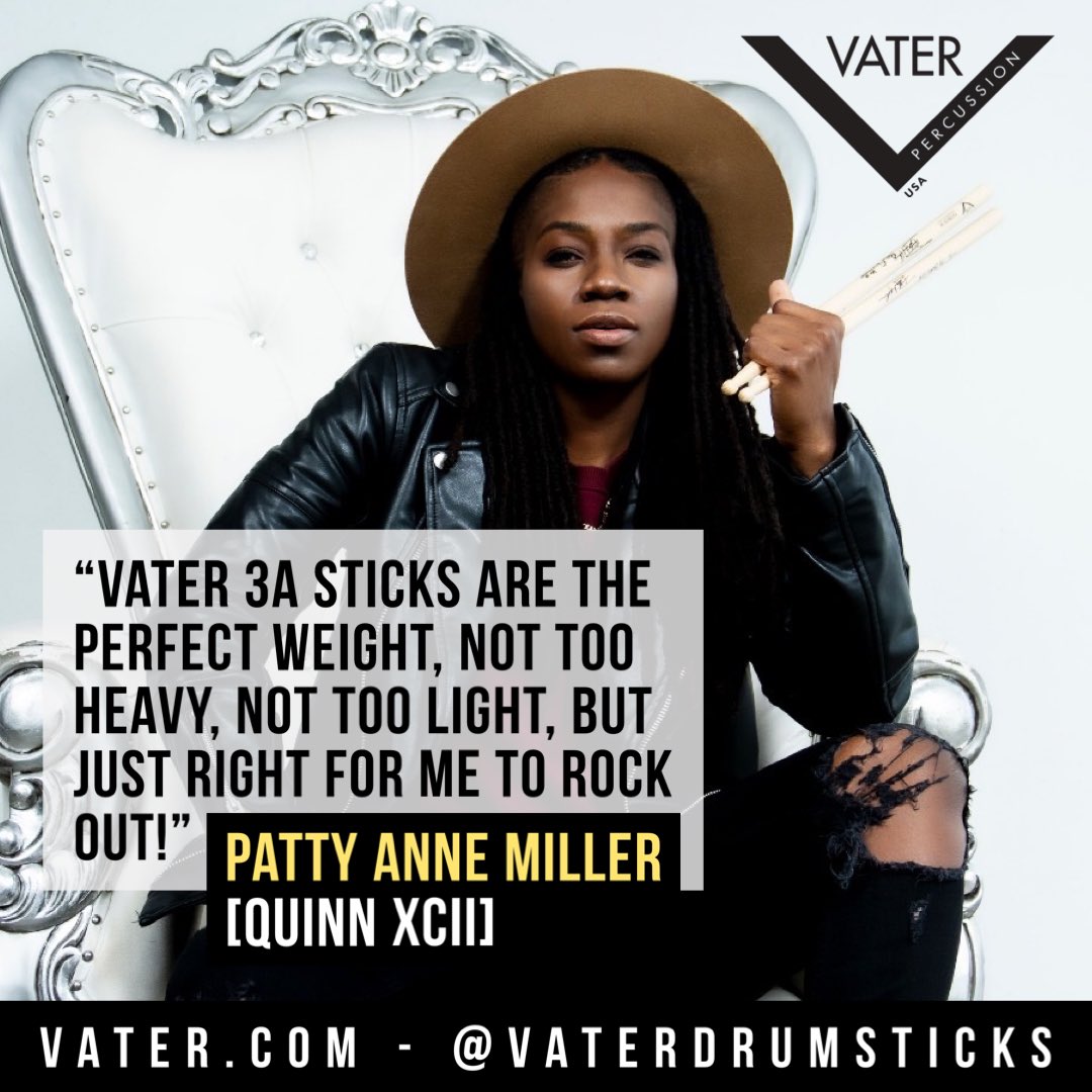 There’s a reason why our Fatback 3A is one of our most popular models. Patty Miller counts on @VaterDrumsticks versatility and durability, and so should you! Find the drumstick model that is just right for you at vater.com