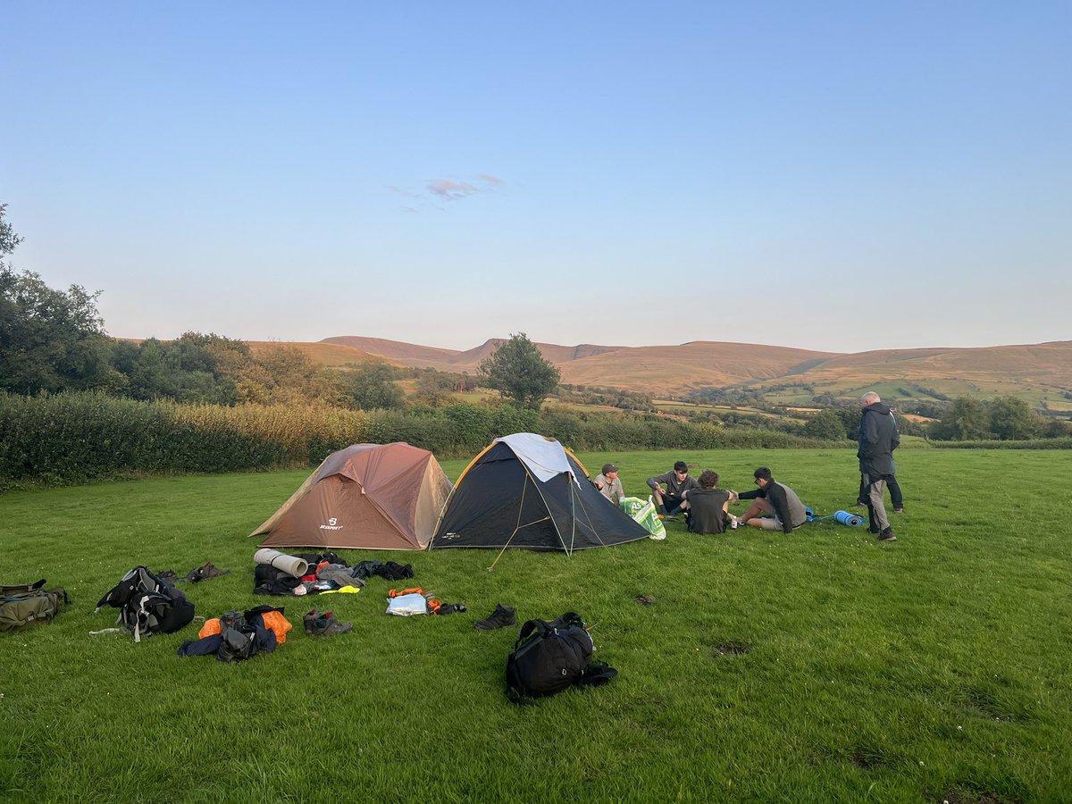 BassalegMr's tweet photo. Last night out under the stars 🌟 
“Jungle Boys” smashed 18km today over some tricky terrain! 🪨 
Arrived in good spirits and settling into, guess what …. More pasta!!!
1 day to go then back home we come! https://t.co/Hk1aI7GRb7