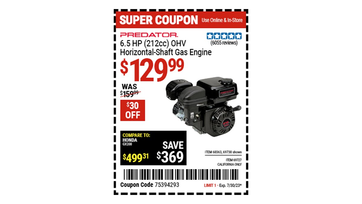 Harbor Freight on Twitter "Buy the PREDATOR ENGINES 6.5 HP (212cc) OHV