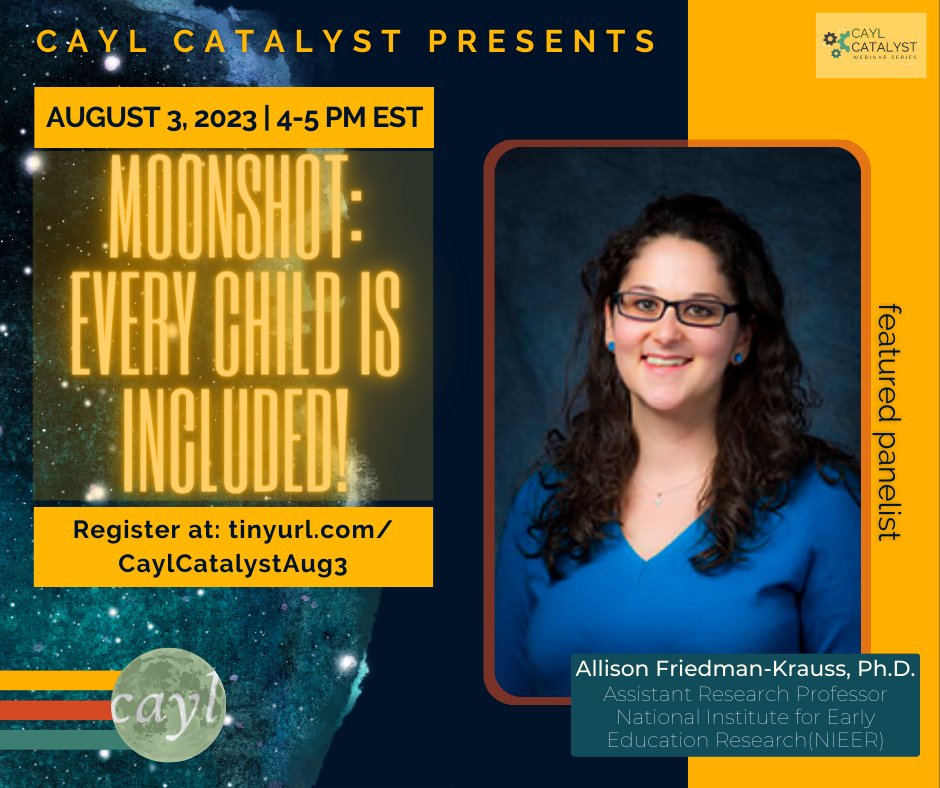 Allison Friedman-Krauss, Ph.D., Assistant Research Professor at the <a href="/PreschoolToday/">NIEER</a>, joins the CAYL Catalyst Panel!
Register to grab your seat at our virtual table: tinyurl.com/2x4vfffv

<a href="/allison_fk/">Allison Friedman-Krauss</a>