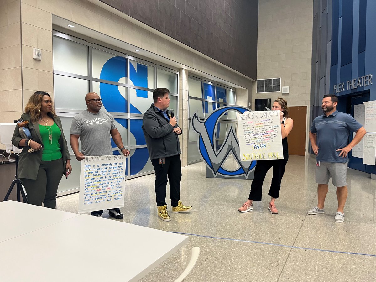 YeagerBrent's tweet photo. What a way to end our administrative retreat! District leaders shared their hopes/dreams for the year &amp; what makes Olathe the best. From building a culture of trust, to academic gains, to being leaders in innovation, we have much to look forward to in OPS! #OPSForwardTogether https://t.co/NilqkY7e5l