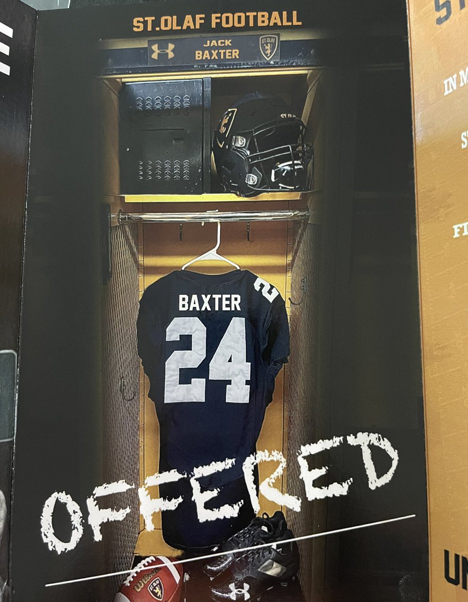 Thank you to <a href="/StOlafFB/">St. Olaf Football</a> and <a href="/Coach_MPaulson/">Matthew Paulson</a>  for the official offer!!