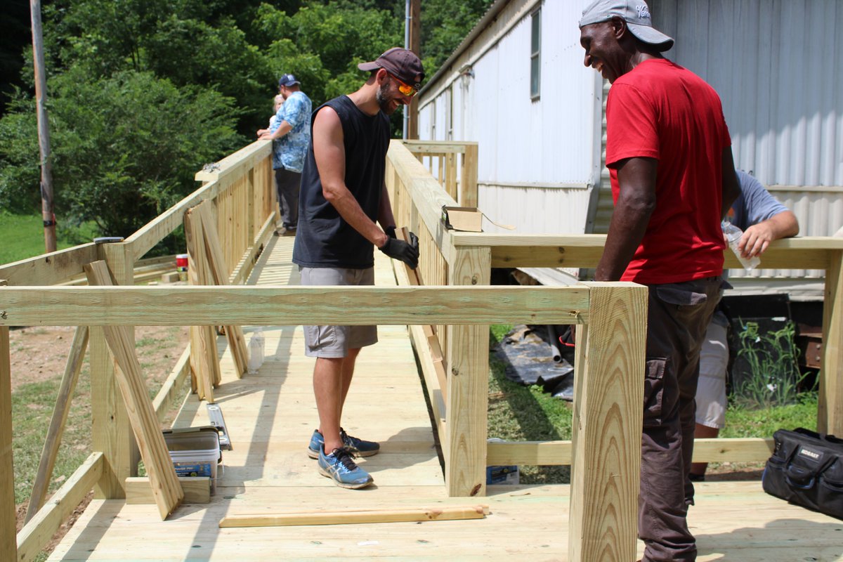 HDAHOME1's tweet photo. Thanks to our #volunteers from @BranchChurchOH for helping us serve flood survivors Dosha &amp; Michelle in hard-hit Breathitt County this week! You've made their homes so much better &amp; safer. You guys are amazing! 🙏🙌 #Kentuckyflood #disasterecovery #strongerthanthestorm https://t.co/wGaqIBnXcj
