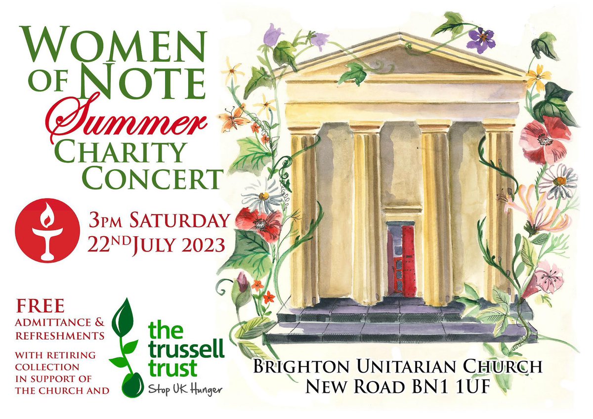 Our next performance will be at @BrightUnitarian Church raising money for the church and @TrussellTrust. Do come along if you can for an hour of beautiful music followed by home-made tea and cake: Sat 22 July, 3pm. Free entry but donations most welcome as you leave!