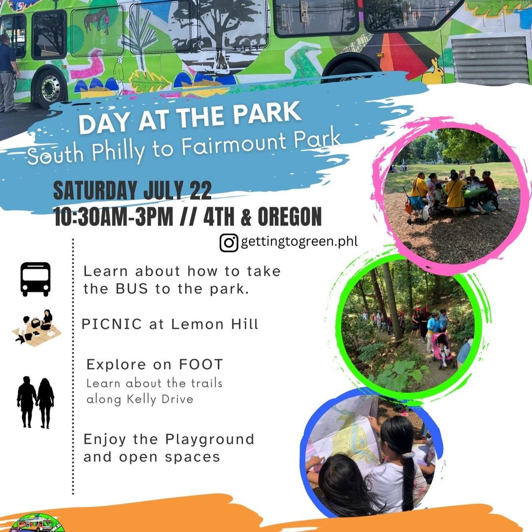 muralarts's tweet photo. Join us for a day at the park this Saturday, July 22, at 10:30 AM, learning about trails, rivers, and routes with Getting to Green! Seats are limited, so reserve your spot for an exciting adventure with @SEPTAPHILLY. https://t.co/WAqido4Mvf

#GettingtoGreen #muralartsphilly https://t.co/aYVRPar6hI
