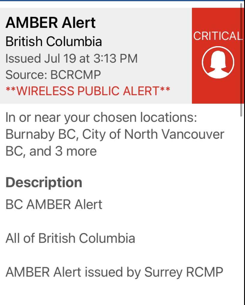 SharonBurnabyBC's tweet photo. #AmberAlert
#britishcolumbia #surrey #fraservalley #vancouver #bcpoli #YVR #delta #Langley #chilliwack #hopeBC #kelowna #kamloops #richmondbc #deltabc #vancouverisland #princeton #merrit https://t.co/pEVZf4DpbG