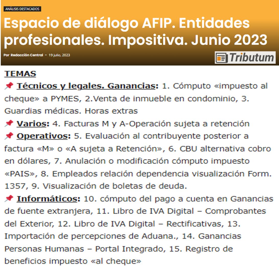 #EspacioDialogoAFIP #Impositivo #Junio2023 #FAQ 
🆓ACCESO🆓
🔗tributum.news/espacio-de-dia…