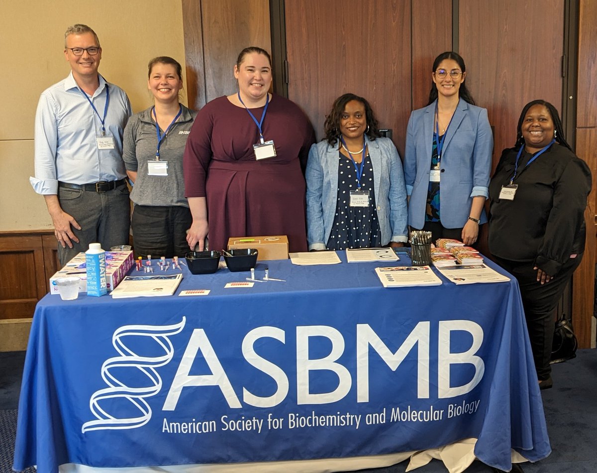 ASBMB staff and committee members, Greg Miller, @Jelena23Lucin, @kfblock, Shantá Hinton, @SNeote & @MckinleyRaechel at the Congressional Life Sciences Fair! Our activity is a blood typing demonstration that highlights the important work that our members do! #ASBMBadvocates
