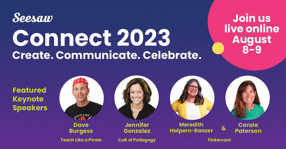 #Connect2023 is less than one month away! Have you saved your spot?! 🎉

Even if you can’t attend all of the live sessions, register (for FREE) and attend what you can! 💻

Save your spot here ➡️ bit.seesaw.me/connect 

🔄 ReTweet if we will see you there! 💙