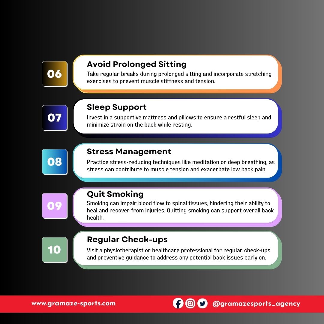 Gramazesports_'s tweet photo. Discover the proactive strategies for preventing low back pain and keep in mind that taking these measures is crucial for maintaining a healthy and pain-free lifestyle 🫴🏻🏋🏻
#Gramazesports #LowBackPainPrevention #BackHealth #PhysiotherapyTips #Health https://t.co/GvEr82FRkq