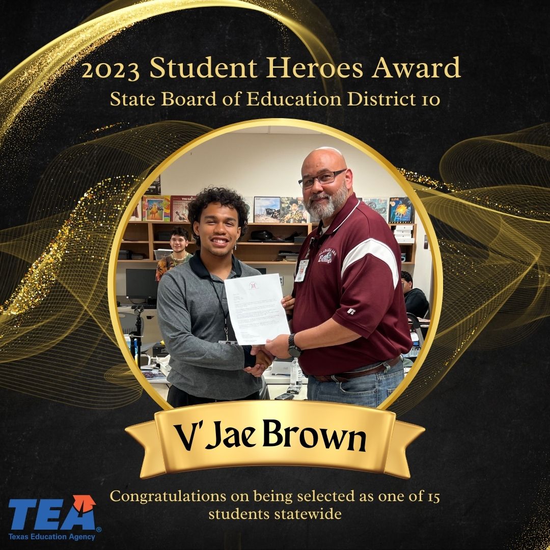 🎉Killeen ISD Senior V’Jae Brown is one of only 15 Texas Student Heroes set to be honored at a State Board of Education meeting this month! Highly active in athletics &amp; CTE programs, the busy senior earned the state honor for his community service efforts. killeenisd.org/news
