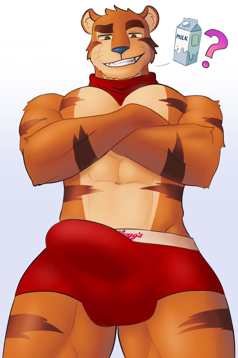 steinii04's tweet photo. Tony the Tiger is always there once you run out of milk!🥛💦

#furry #bulge #bara #gay #digitalart https://t.co/4t2UU2gfAm