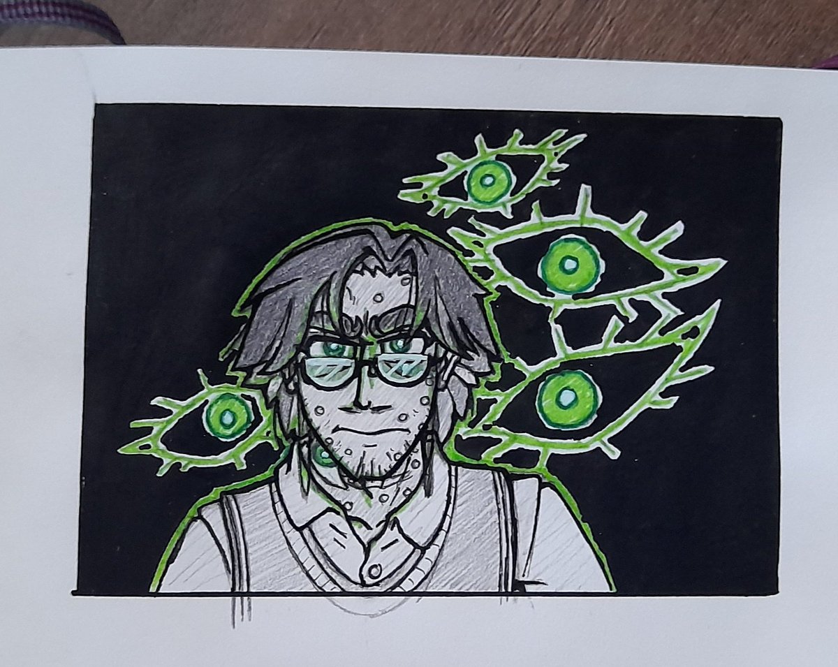 DrinkerOfPaint's tweet photo. Did a lil jon doodle then I was still bored so I lined it then I was still bored so i prittyfied it with posca n colour pen so. Here's that
 #themagnusarchives https://t.co/Yl56a7R3Zh