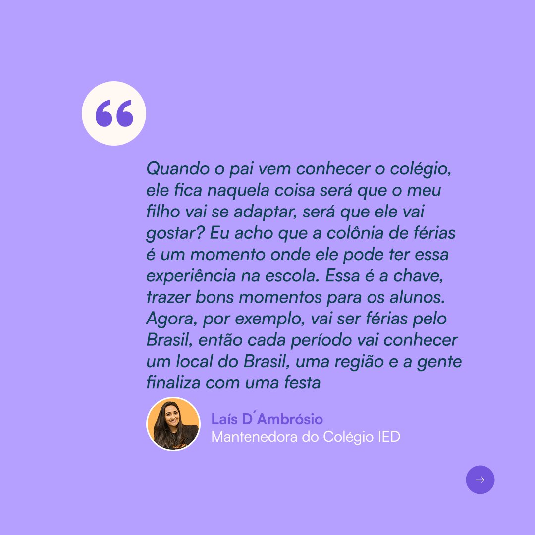 educbank's tweet photo. Os Cursos e Colônias de Férias são experiências que trazem benefícios tanto para as famílias quanto para as escolas.  Mas como?
Eles são uma oportunidade de divertir as crianças de uma forma diferente enquanto muitos pais não podem estar presentes, de tranquilidade para os pais https://t.co/S9C5E98awS
