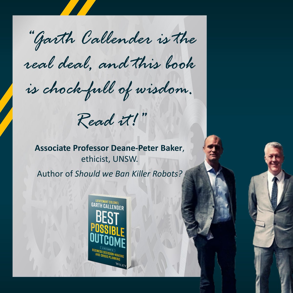 GarthCallender's tweet photo. Best Possible Outcome – A Field Guide to Business Decision-Making and Crisis Planning
Pre-order now via: https://t.co/Zjv11L6ECk
#BestPossibleOutcome #BookRelease #crisismanagement #crisisleadership  #Leadership #NewBook #ThoughtLeadership #LeadershipInsights #ethics https://t.co/CXikx88QNW