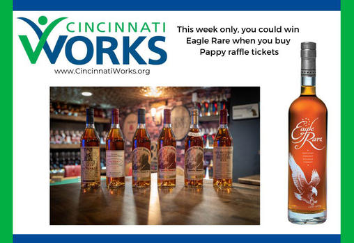 Love Bourbon? 🥃 Check out @CincinnatiWorks’ Pappy Bourbon Raffle! Purchase tickets for the Pappy bourbon raffle from July 17 to July 23 and you will be entered for a chance to win a bottle of Eagle Rare. Get the details at bit.ly/46Rh55Z. #MemberNews