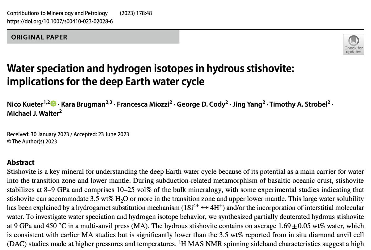 Our D₂O stishovite paper is live! bit.ly/D2Ostishovitep… @Miozzi_F @CarnegiePlanets #deepEarth #watercycle