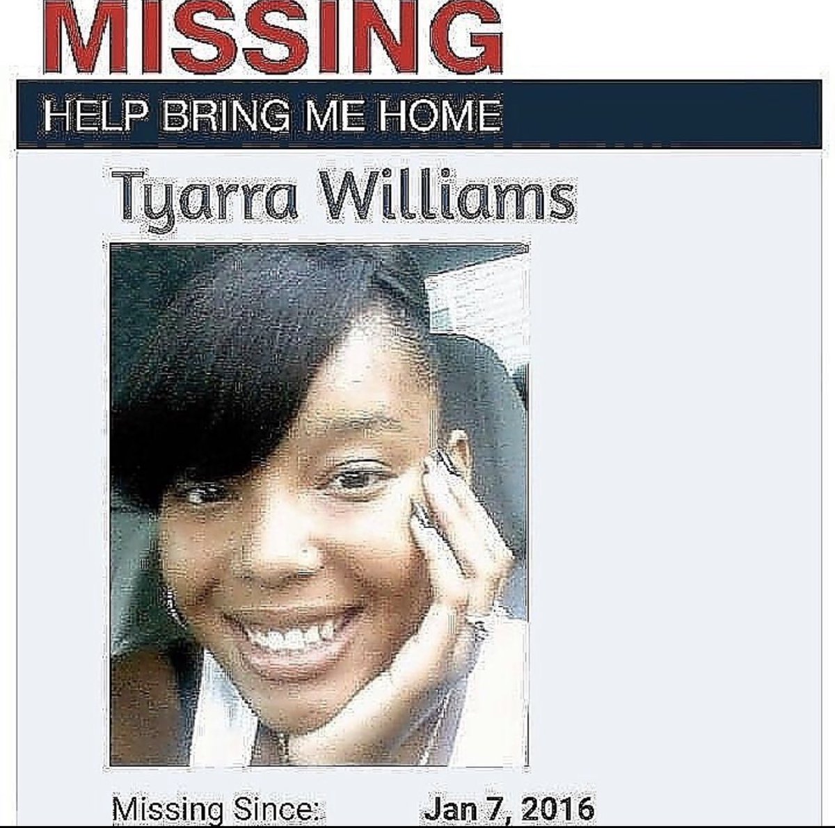 Tyarra Williams has been missing from Greensboro, NC since January 7, 2016 can we get her some national coverage??