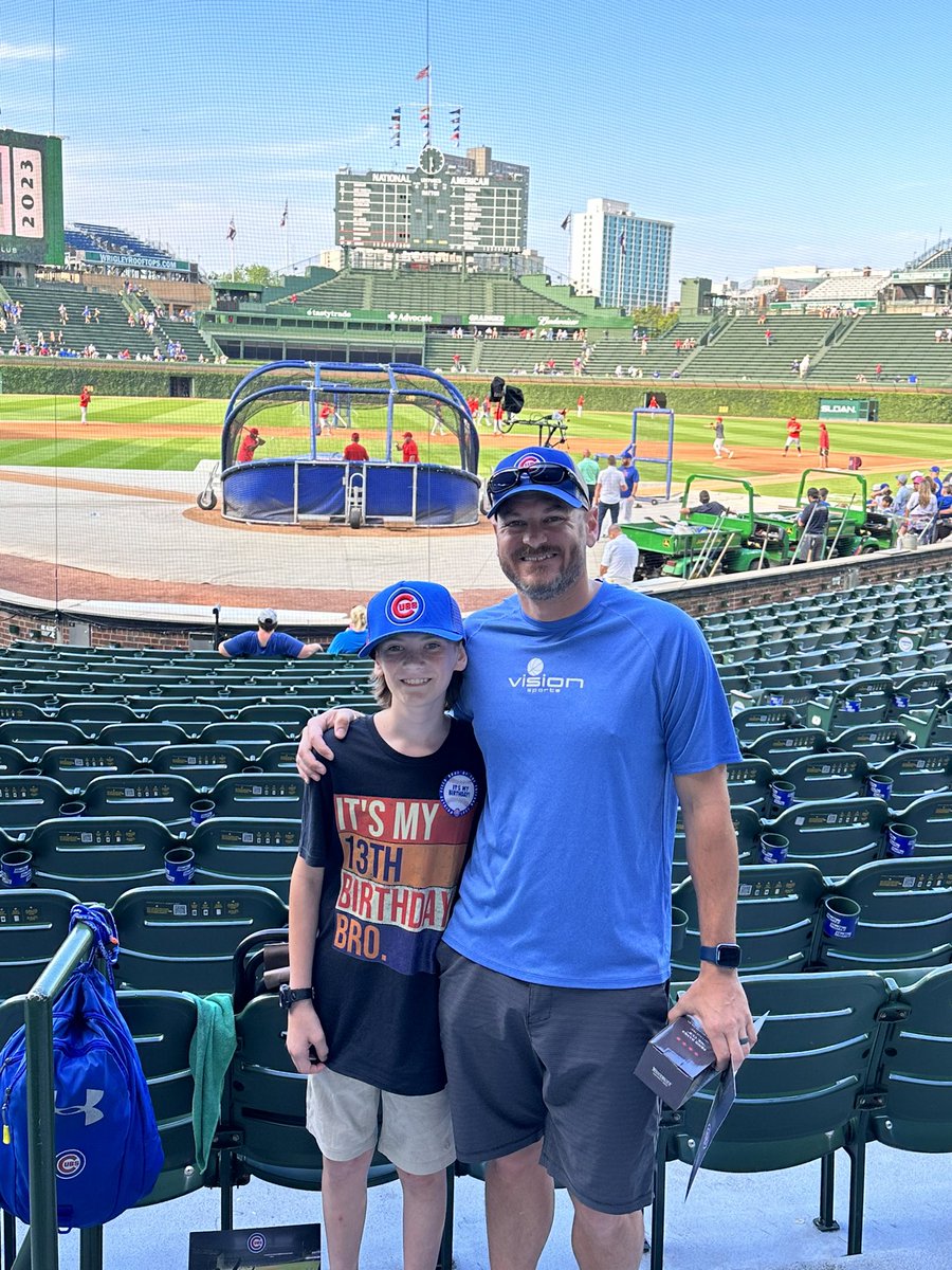 jwilliamson2's tweet photo. @Cubs Hey Cubs, here’s a Wrigley first timer who flew from South Carolina to see you for his 13th birthday! https://t.co/iNdZnRIg4a