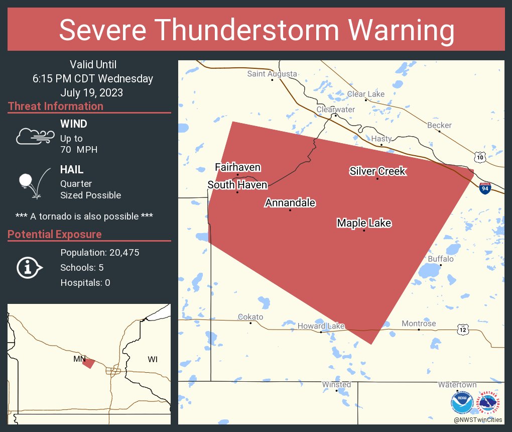 NWS Twin Cities on Twitter "Severe Thunderstorm Warning continues for