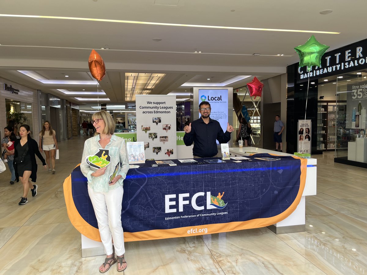 We're at West Edmonton Mall today – second floor at the community booth. We're talking Community League Day, why you should join your League and we're giving out free stuff. We're here until 8pm. #DiscoverYEGLeagues