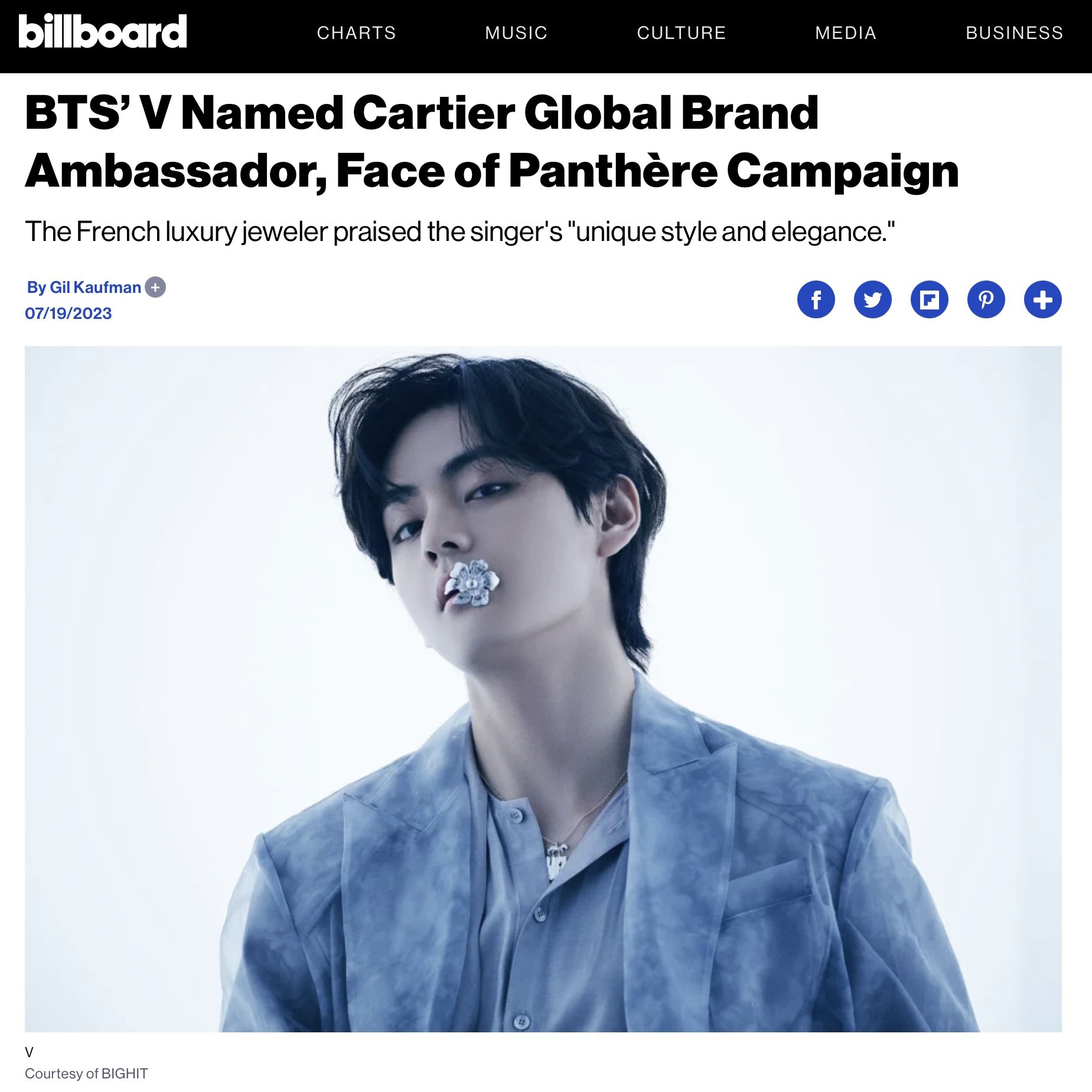 BTS's V Is Cartier's Newest Global Brand Ambassador