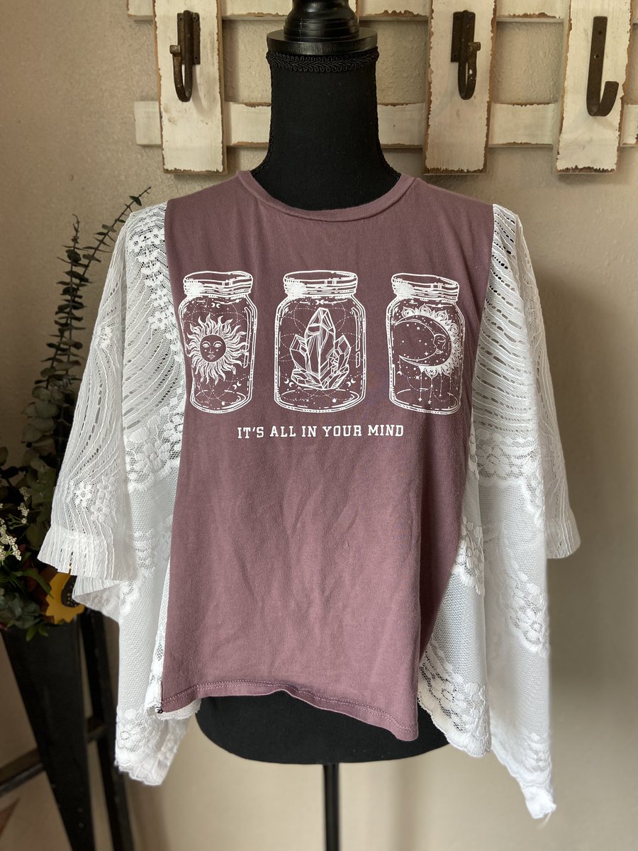 MystiKeyta's tweet photo. Available now! Unique and environmentally friendly free-size blouses made from tees, fabric, and table linens! All of our materials (excluding thread) are sourced secondhand! These blouses fit most body types and are perfect for a frolic in a meadow 💐

Link in bio 

#handmade https://t.co/nWMvehFo1e