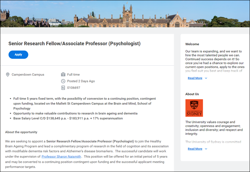📢 Exciting Job Opportunity! 💼 We're seeking a Senior Research Fellow/Associate Professor (Psychologist) to contribute to brain ageing & dementia research. 🎓 Join our team at the University of Sydney. Apply now 👉shorturl.at/vT148 @Prof_Naismith