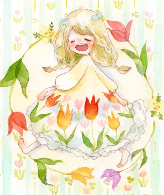 ソラコさん 素敵なタグありがとうございます  どうかふふっと癒されますように…! 透明水彩と色鉛筆を使います #癒やされる作品が集まるタグ