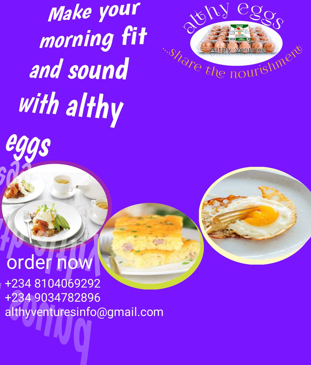 Althy_Consult's tweet photo. Make your morning fit and sound
#GoodMorning9ja #AlthyEggs #ShareTheNourishment https://t.co/oUsXRRp9ez