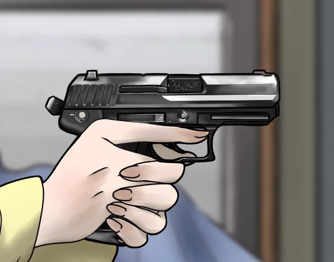 ゆるくないタッチの銃も描いてます(・ω・')