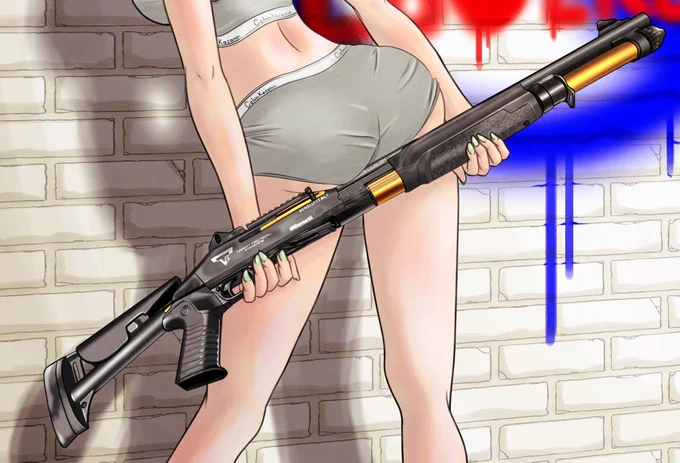 ゆるくないタッチの銃も描いてます(・ω・')
