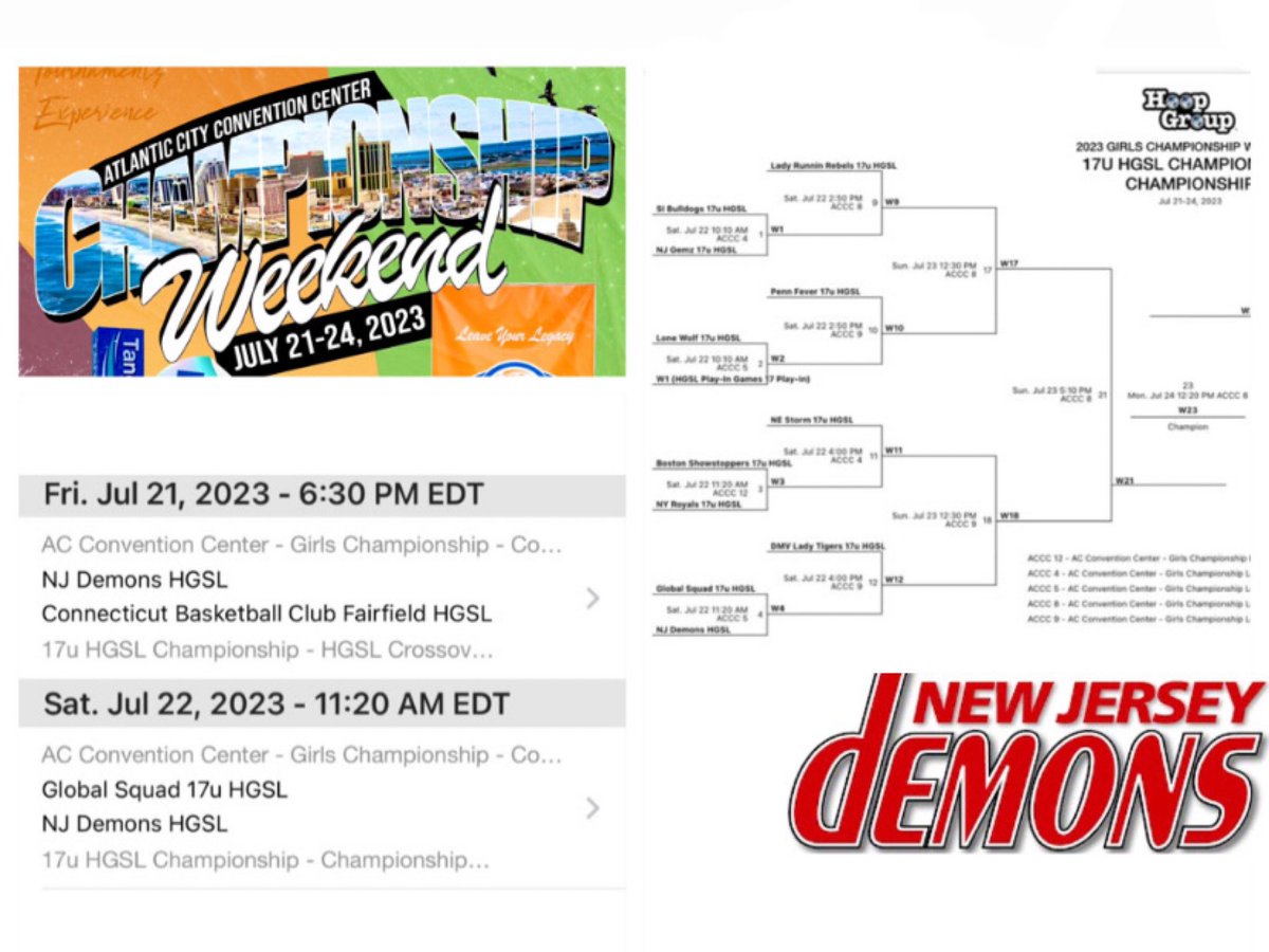 Michelle Steele (@msteele_usa) on Twitter photo Here is my NJ Demons <a href="/ushoops/">Coach Rich Leary</a> schedule for <a href="/hgsl_girls/">Hoop Group Girls</a> Atlantic City Championships this weekend! Remaining games till 7/24 by bracket. <a href="/NJLadiesHoops/">NJ Ladies Hoops</a> <a href="/Mai_EMS/">Coach Mai 🏁</a> <a href="/coachamanda2303/">Amanda</a> <a href="/HolmdelHSGBB/">Holmdel High School Girls Basketball</a> <a href="/CoachVenturelli/">Jessica Venturelli</a> <a href="/CoachDeFazio/">Coach Mike</a> <a href="/ChloeEscanillas/">Chloe Escanillas</a> <a href="/its_gem0408/">precious</a> <a href="/ZoeGulley1/">Zoe Gulley</a> <a href="/Molly_Keane12/">Molly Keane</a> Here is my NJ Demons <a href="/ushoops/">Coach Rich Leary</a> schedule for <a href="/hgsl_girls/">Hoop Group Girls</a> Atlantic City Championships this weekend! Remaining games till 7/24 by bracket. <a href="/NJLadiesHoops/">NJ Ladies Hoops</a> <a href="/Mai_EMS/">Coach Mai 🏁</a> <a href="/coachamanda2303/">Amanda</a> <a href="/HolmdelHSGBB/">Holmdel High School Girls Basketball</a> <a href="/CoachVenturelli/">Jessica Venturelli</a> <a href="/CoachDeFazio/">Coach Mike</a> <a href="/ChloeEscanillas/">Chloe Escanillas</a> <a href="/its_gem0408/">precious</a> <a href="/ZoeGulley1/">Zoe Gulley</a> <a href="/Molly_Keane12/">Molly Keane</a>