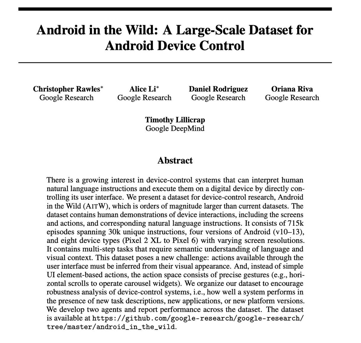 Ak on twitter android in the wild a large scale dataset for android