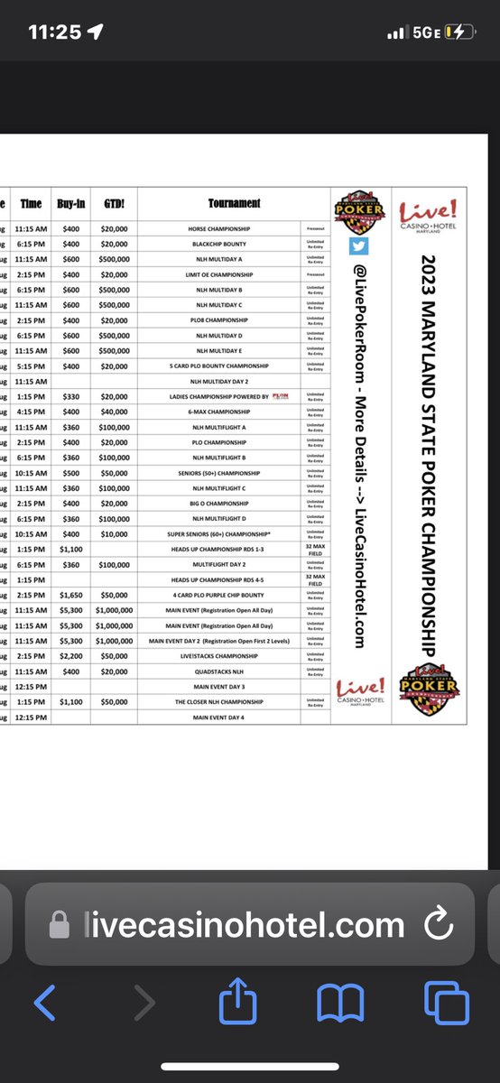 @LivePokerRoom 
Check out the schedule 
Women please come out for the PLON powered ladies event 330.00 NLH .  I look forward to hosting a wild time with a meet up before the event !   #morewomen