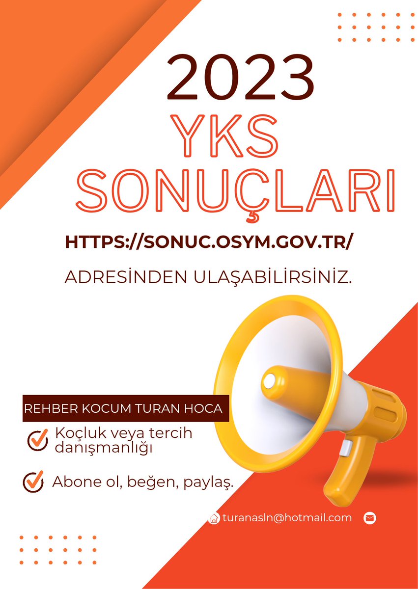 sonuc.osym.gov.tr/Sorgu.aspx?Son…

Adresinden Ulaşabilirsiniz.

#ykssonuçları #ösymsonuç #sınavsonuçları #ykssonuç #üniversitesonuçları #ykstayfa #yks2023 #keşfet #ykssonuc #yks2023osymacikla